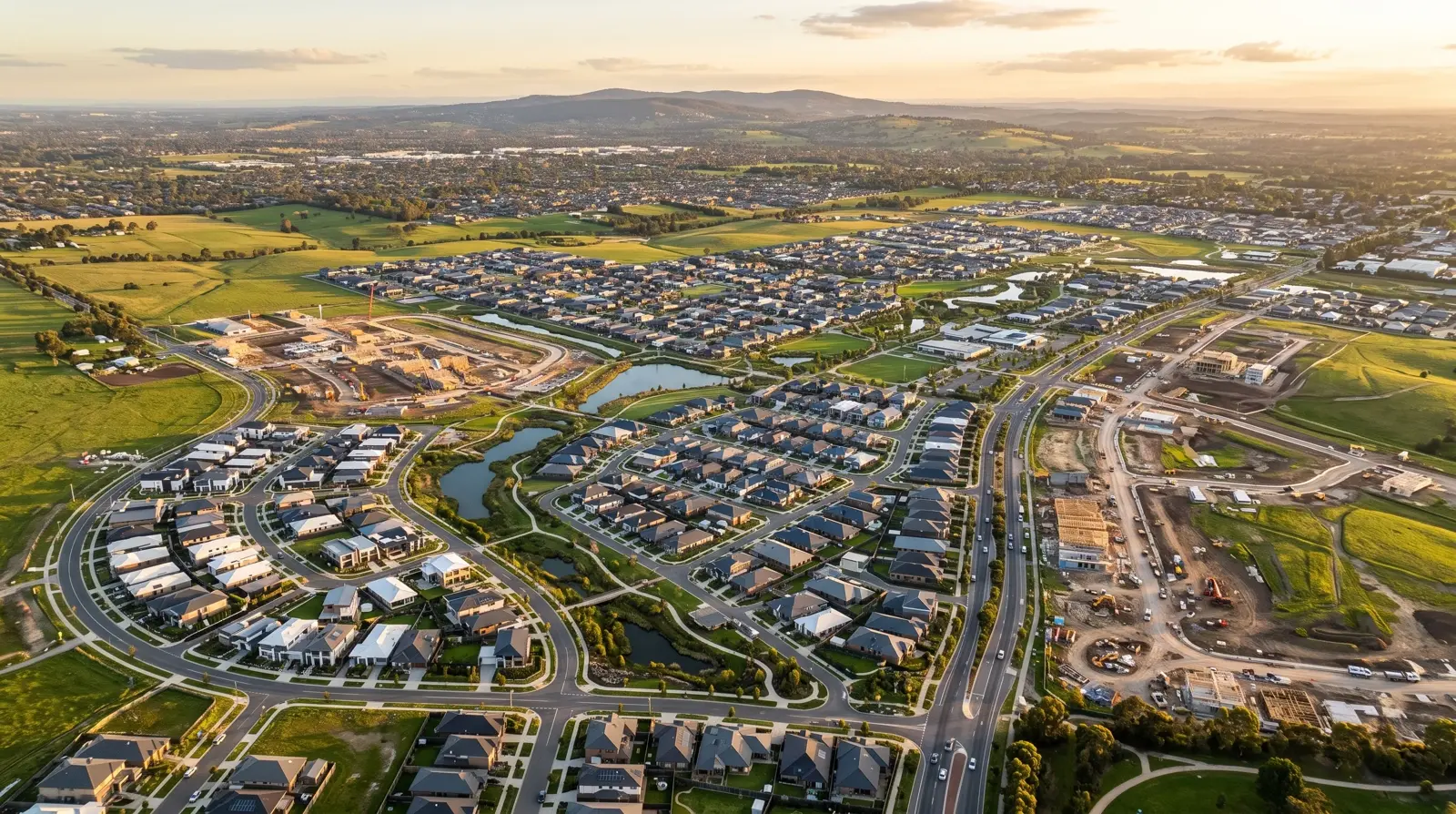 Aerial view of the Thompsons Road growth precinct at Clyde North